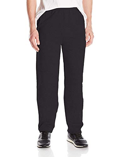 Hanes Men's EcoSmart Open Leg Pant with Pockets, black, L