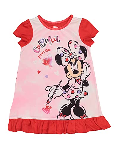 Disney Girls Little Minnie Mouse Nightgown, Colorful from The Heart, 3T