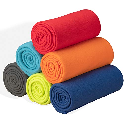 Fleece Throw Blanket Lightweight Warm Cozy Pet-Friendly Fleece Throw Solid Color for Home, Bed, Sofa,Dorm (Assorted, Pack of 6-50x60 Inches)